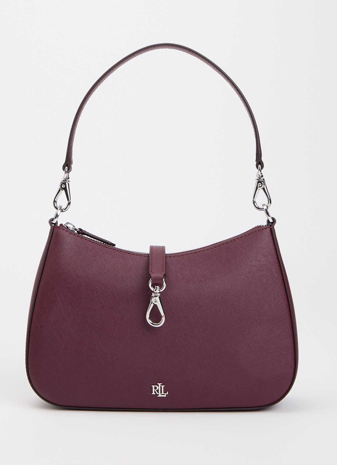 Ralph Lauren Danni Medium schoudertas van leer met afneembare schouderriem - voorkant 5 bordeauxrood