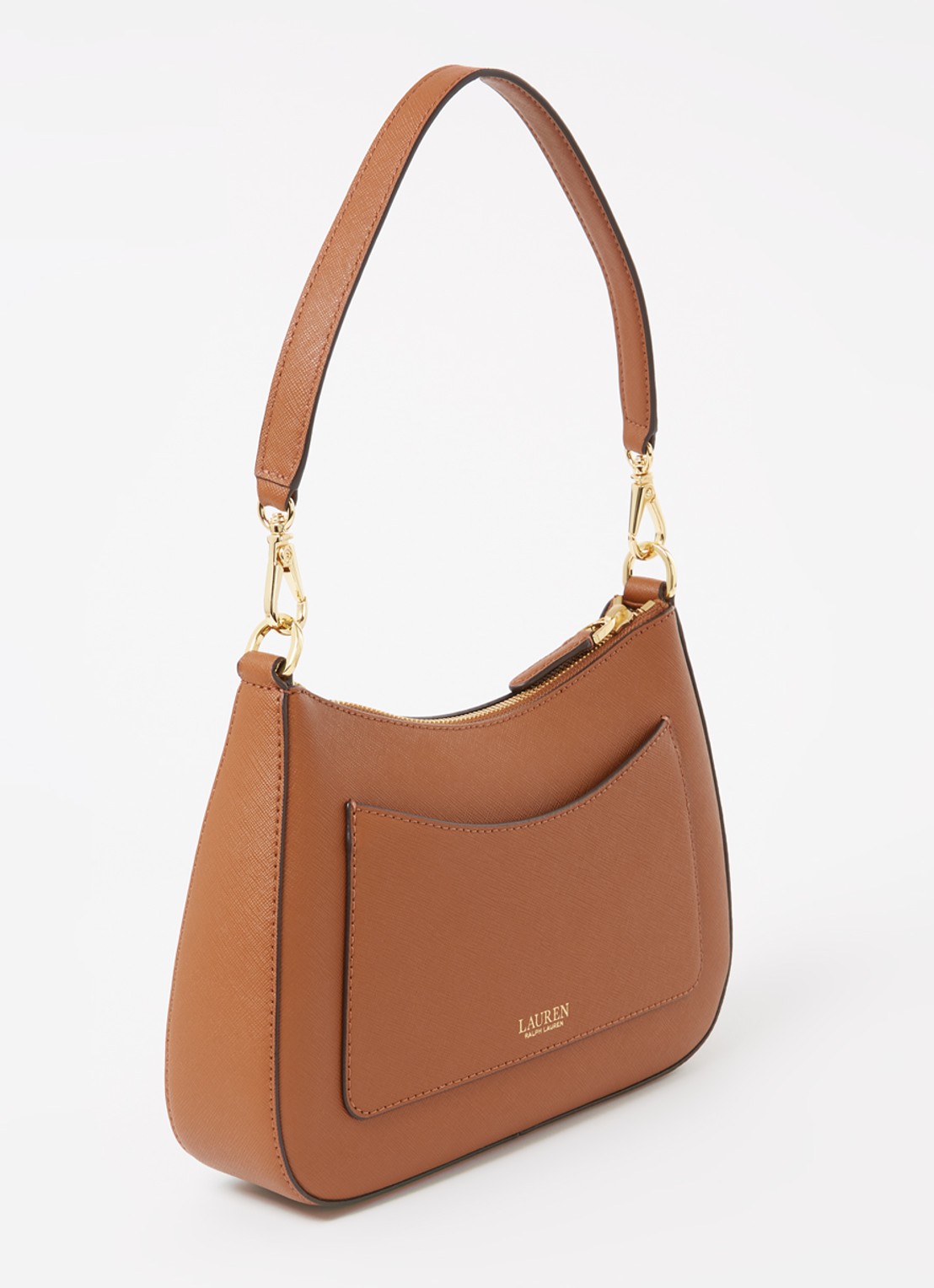 Ralph Lauren Danni schoudertas van leer - achterkant cognac