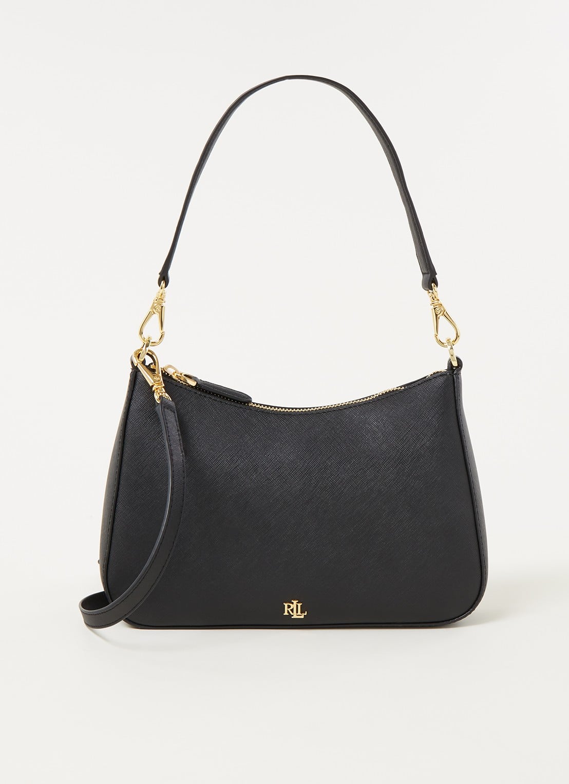 Ralph Lauren Danni schoudertas van leer - voorkant zwart
