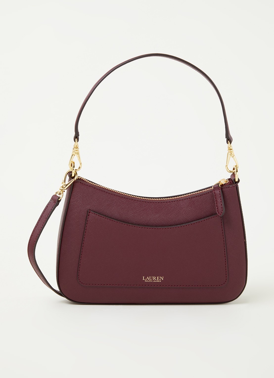 Ralph Lauren Danni schoudertas van leer - voorkant bordeauxrood
