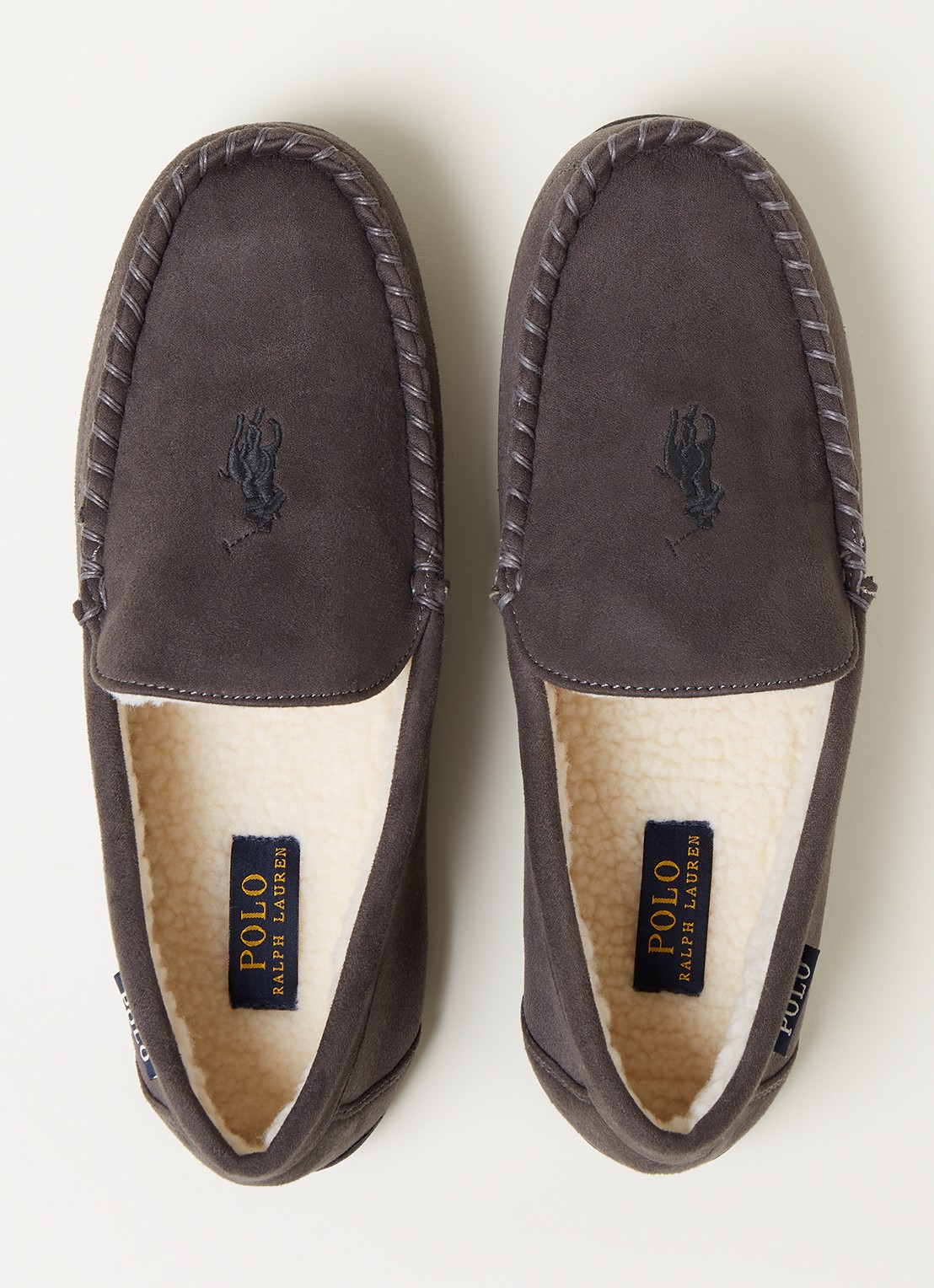 Ralph Lauren Declan pantoffel met logoborduring  - detail 3 bronsgroen