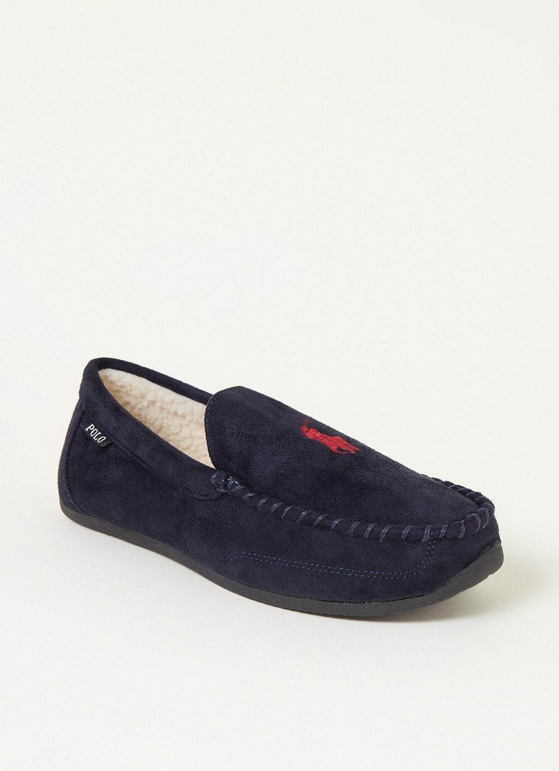 Ralph Lauren Declan pantoffel met logoborduring  - voorkant indigo
