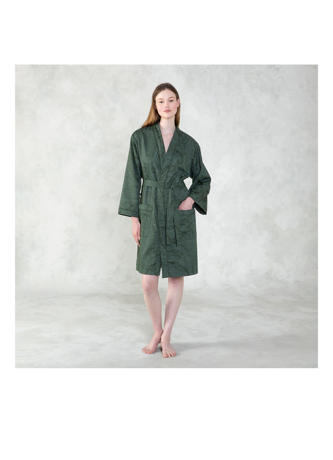Ralph Lauren Doncaste kimono van katoen - voorkant 2 donkergroen