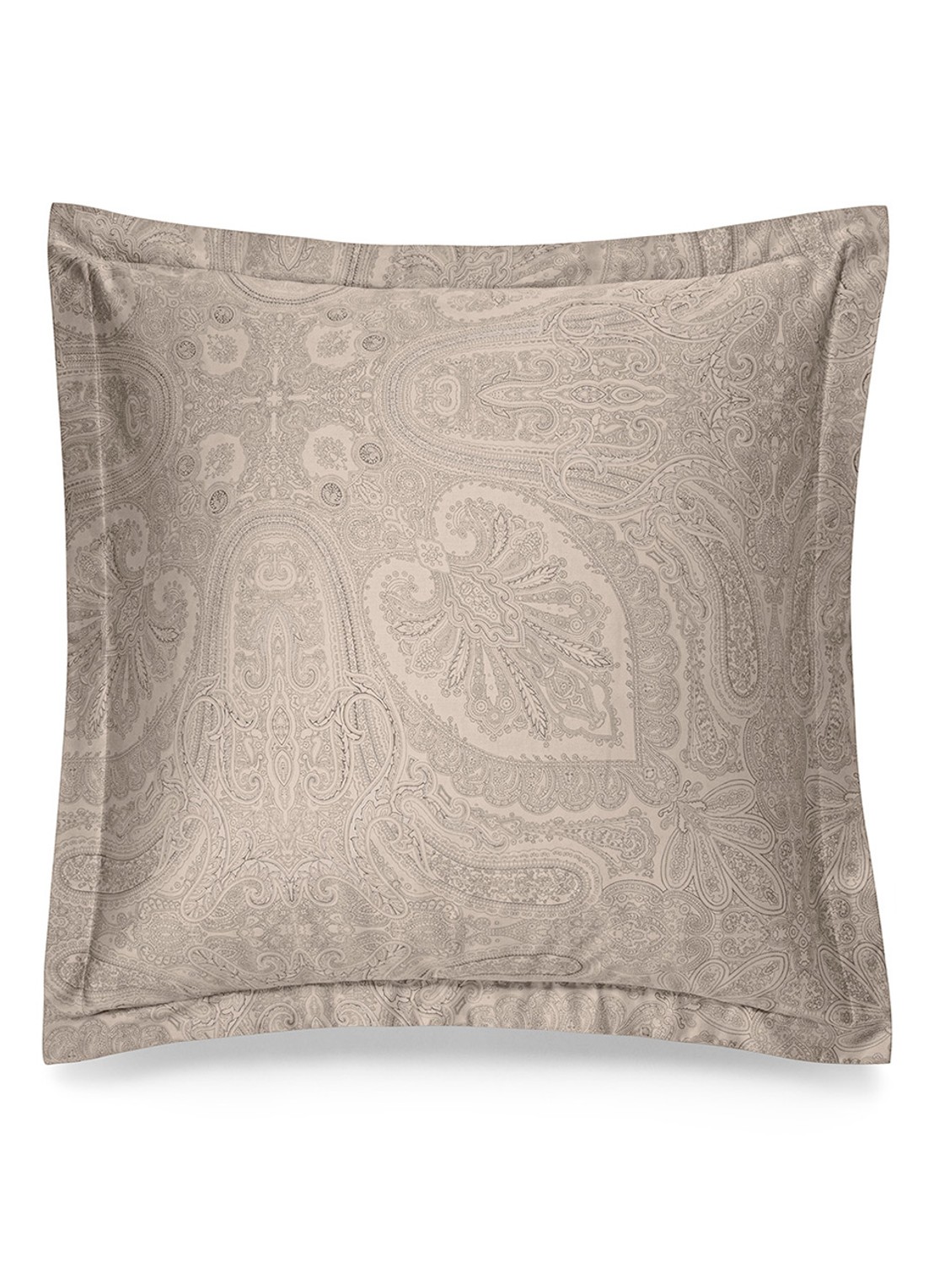 Ralph Lauren Doncaster Ruffle kussensloop van katoensatijn  - voorkant taupe