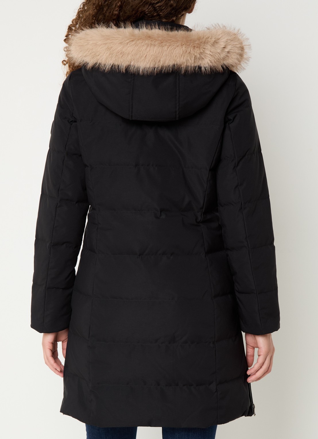 Ralph Lauren Donsjas met capuchon en imitatiebont - achterkant 2 zwart