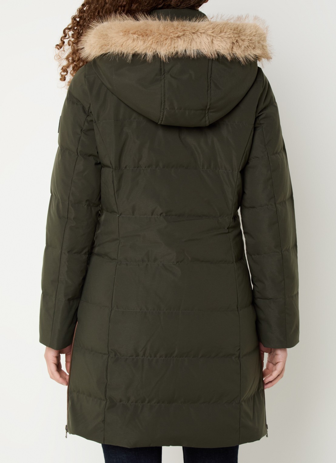 Ralph Lauren Donsjas met capuchon en imitatiebont - achterkant 2 bronsgroen