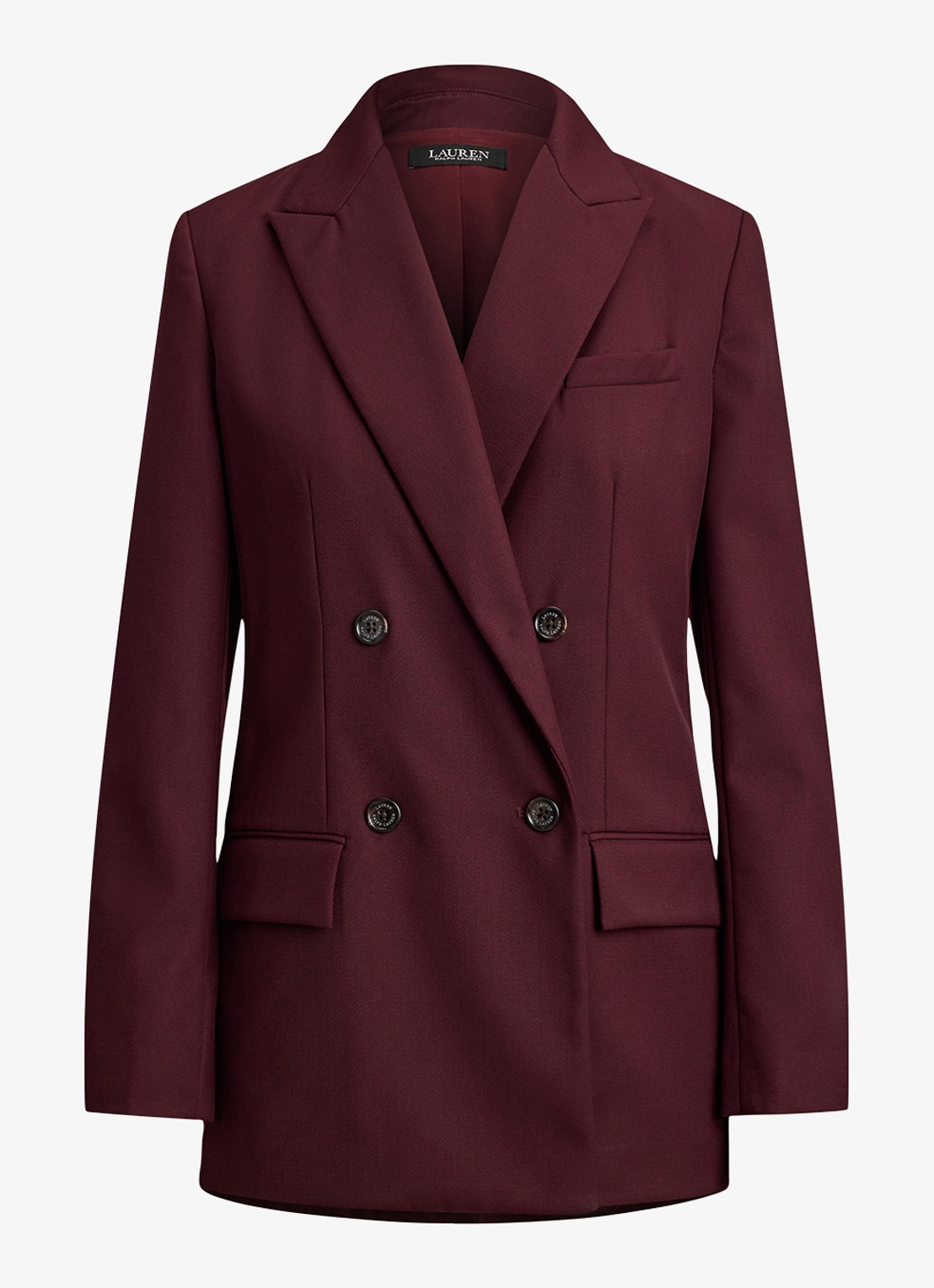 Ralph Lauren Double-breasted blazer in wolblend met klepzakken - voorkant 2 dark garnet / bordeauxrood