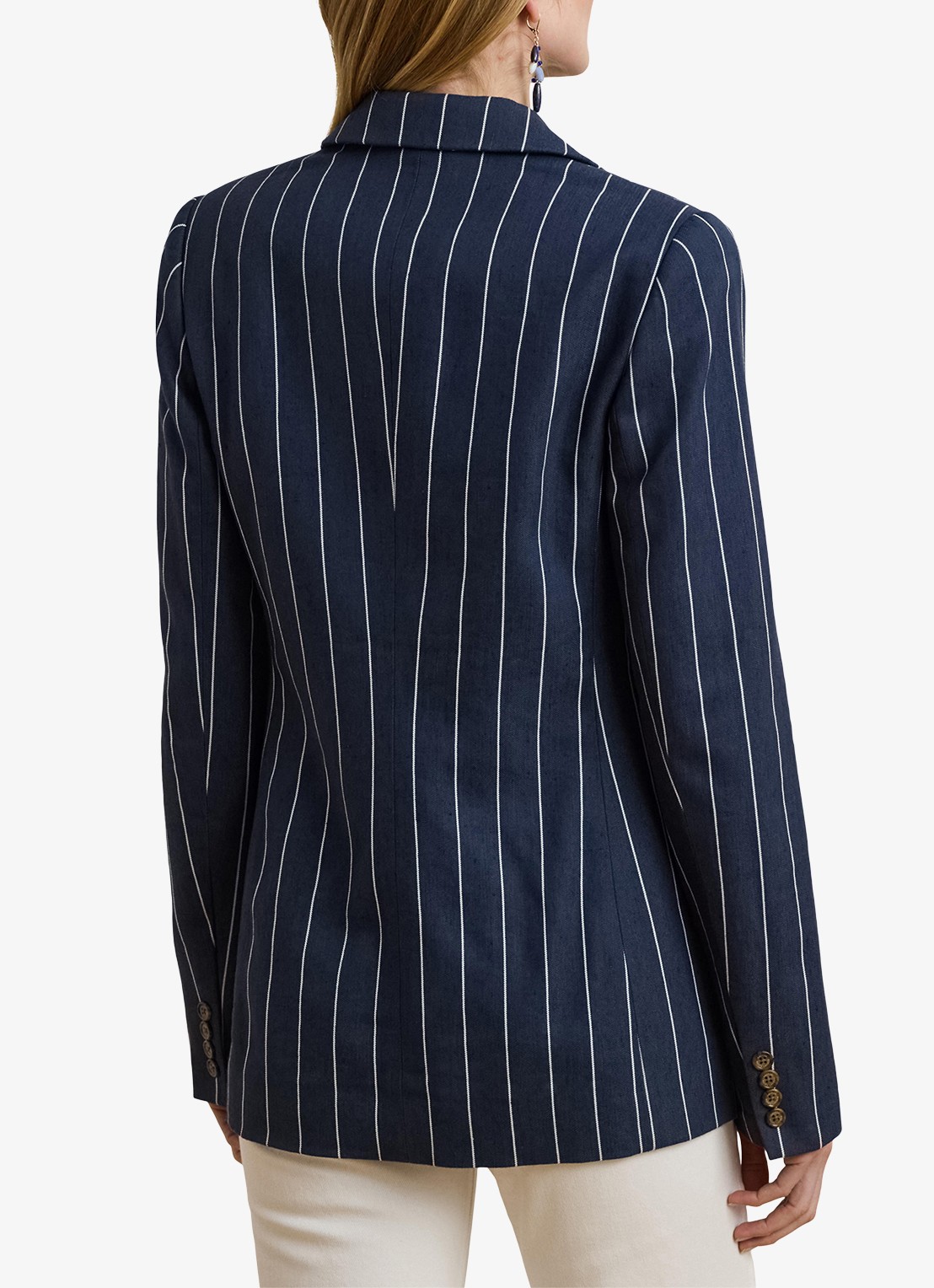 Ralph Lauren Double-breasted blazer met klepzakken en streepprint - achterkant 3 blauw