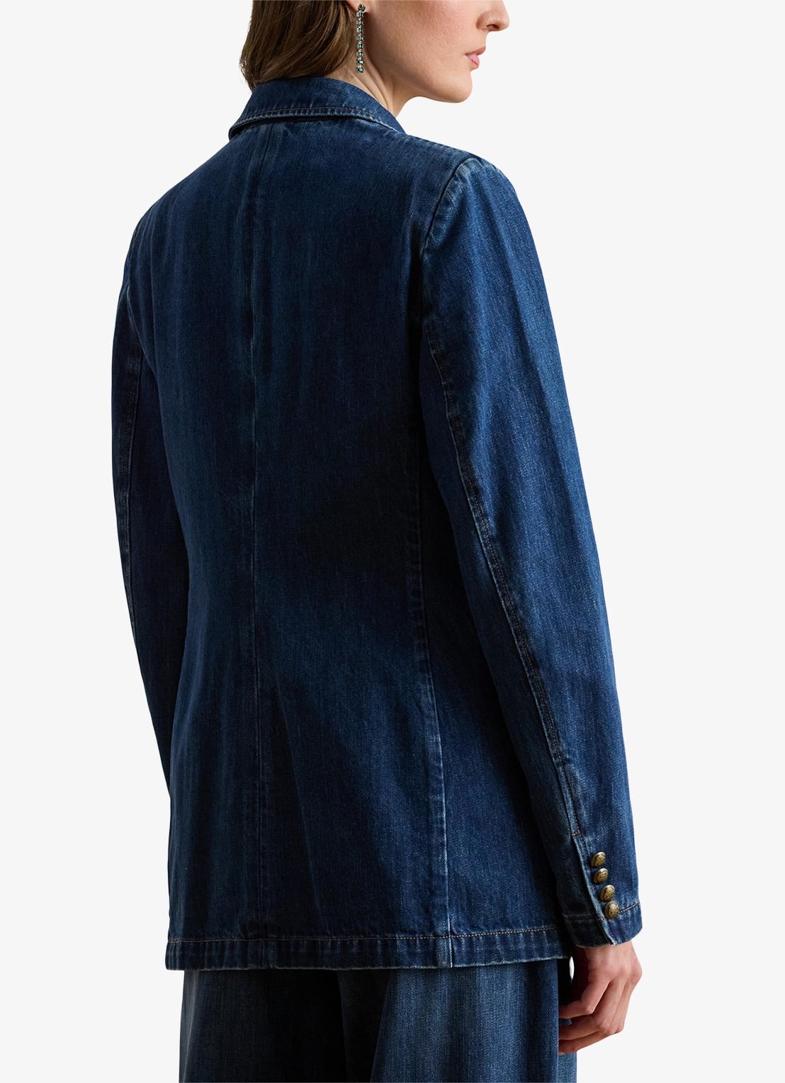 Ralph Lauren Double-breasted blazer van denim - achterkant 3 maxen wash / blauw