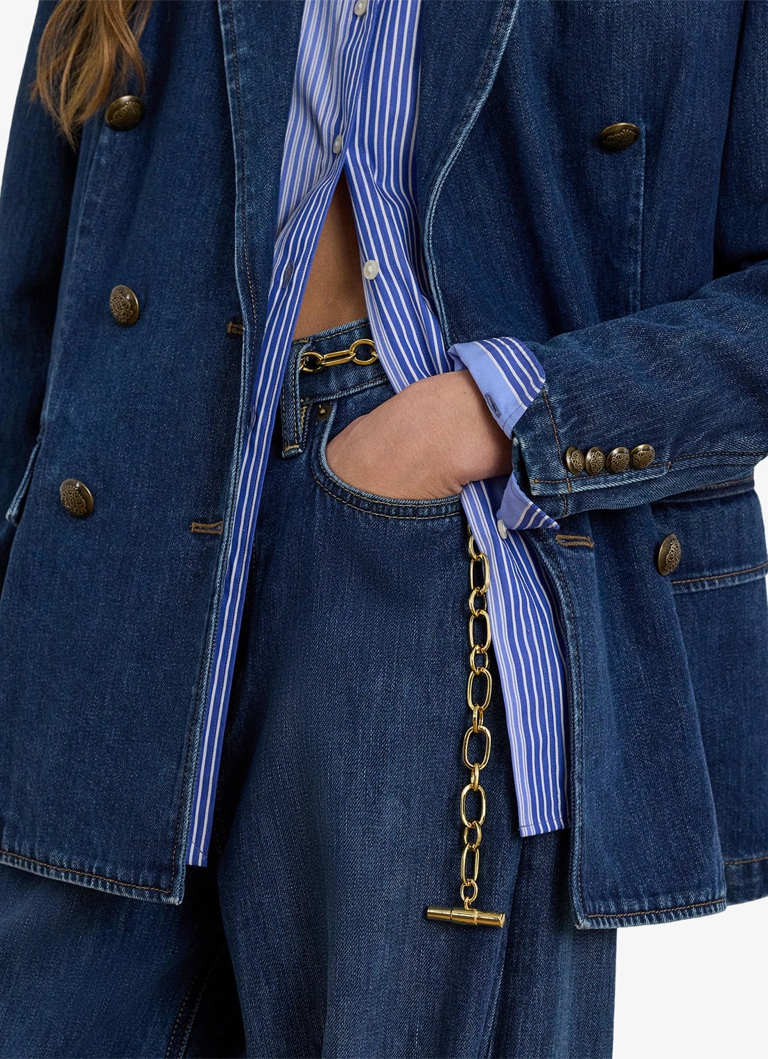 Ralph Lauren Double-breasted blazer van denim - detail 5 maxen wash / blauw