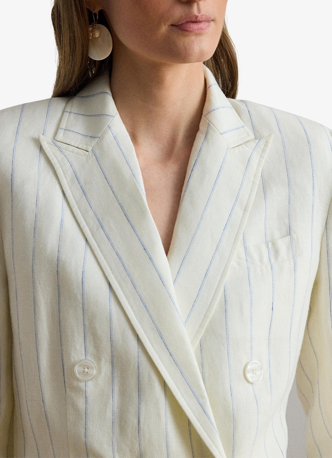 Ralph Lauren Double-breasted blazer van linnen met streepprint - detail 4 white/blue multi-2wxu