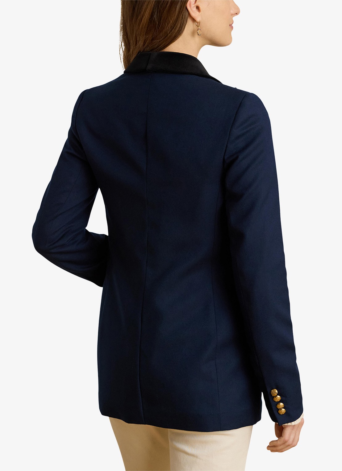 Ralph Lauren Double-breasted blazer van wol met klepzakken - achterkant donkerblauw