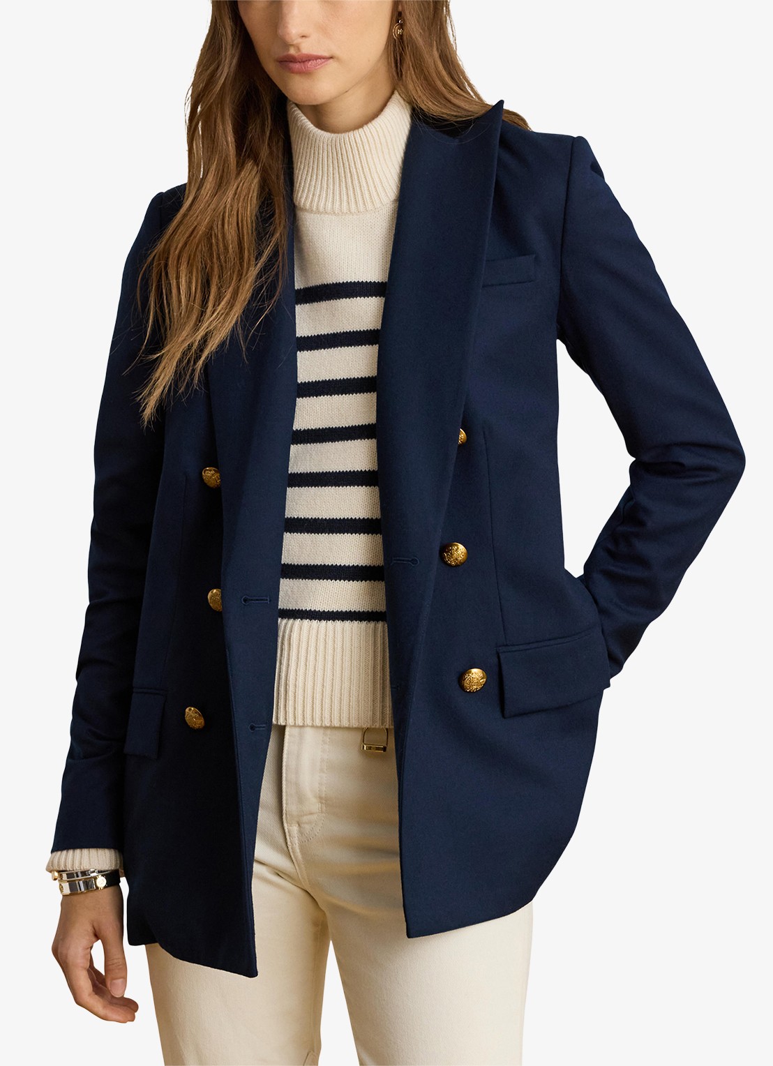 Ralph Lauren Double-breasted blazer van wol met klepzakken - detail 4 donkerblauw