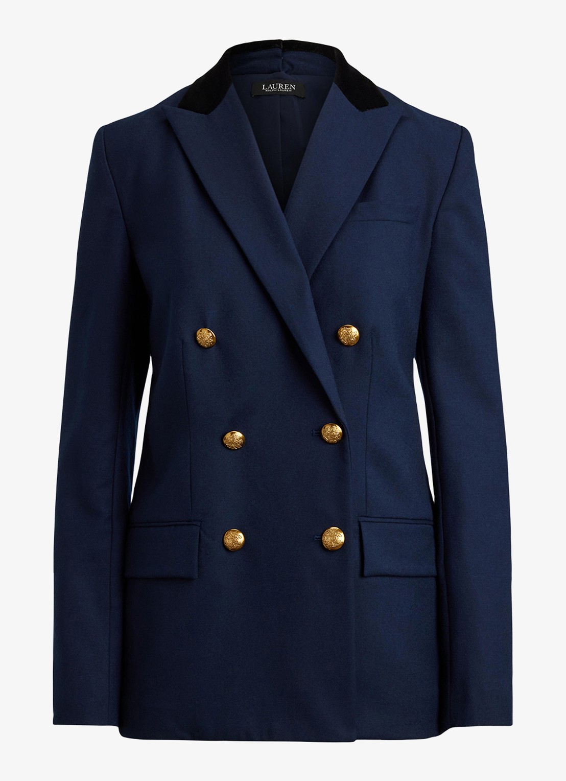 Ralph Lauren Double-breasted blazer van wol met klepzakken - voorkant 2 donkerblauw