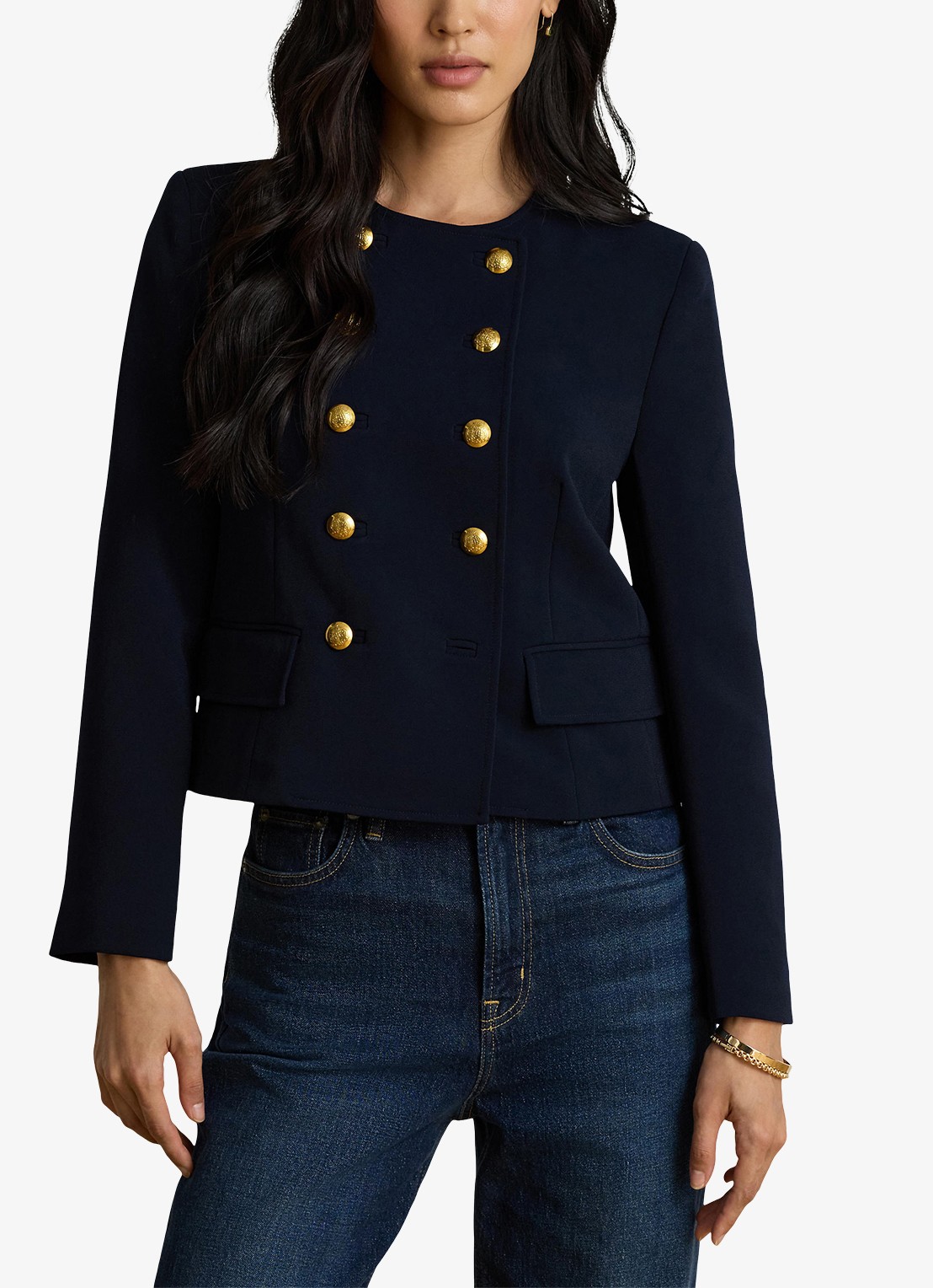 Ralph Lauren Double-breasted jack met klepzakken - detail blauw