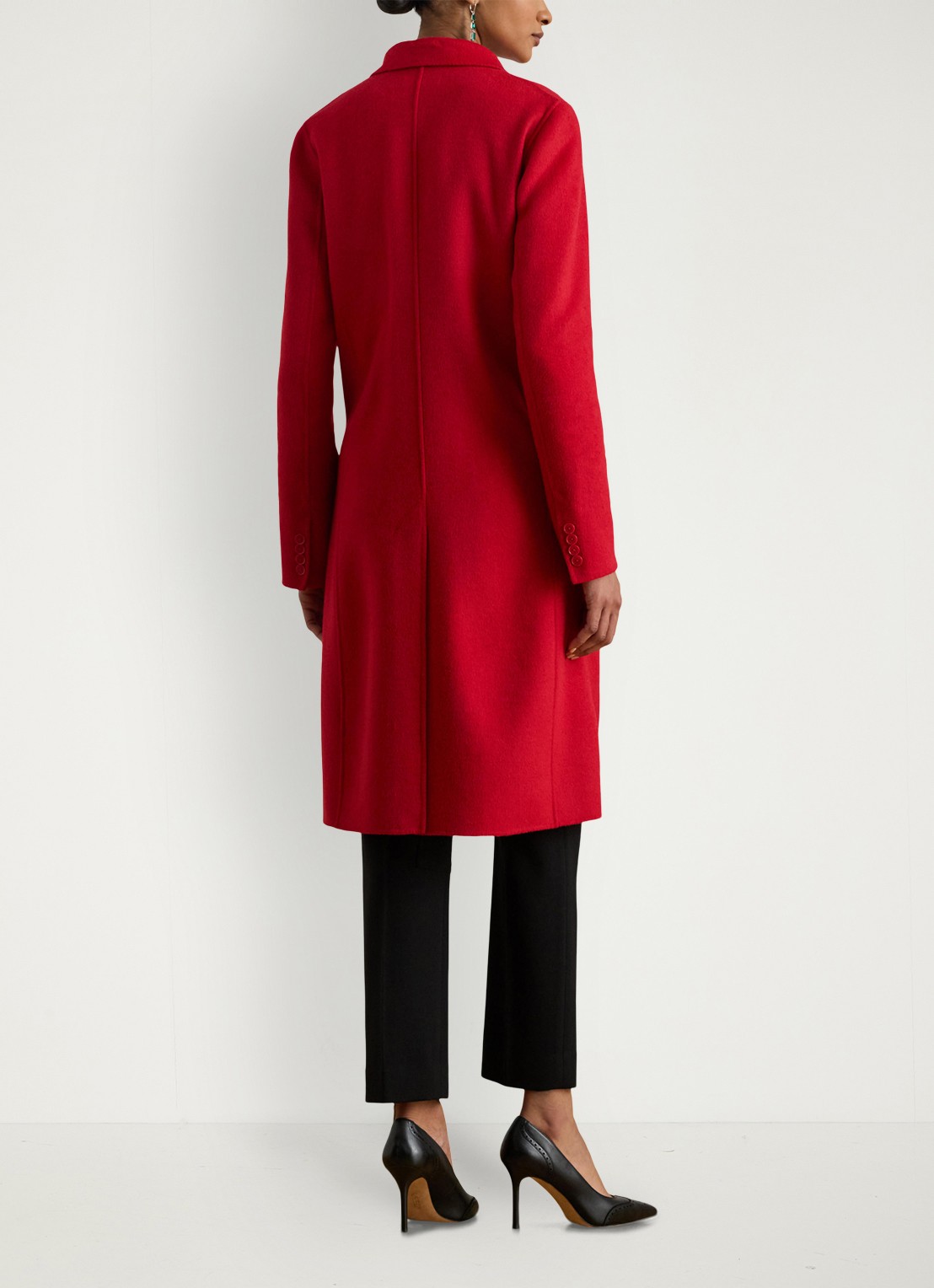 Ralph Lauren Double-breasted mantel in wolblend met klepzakken - achterkant ralph red / rood