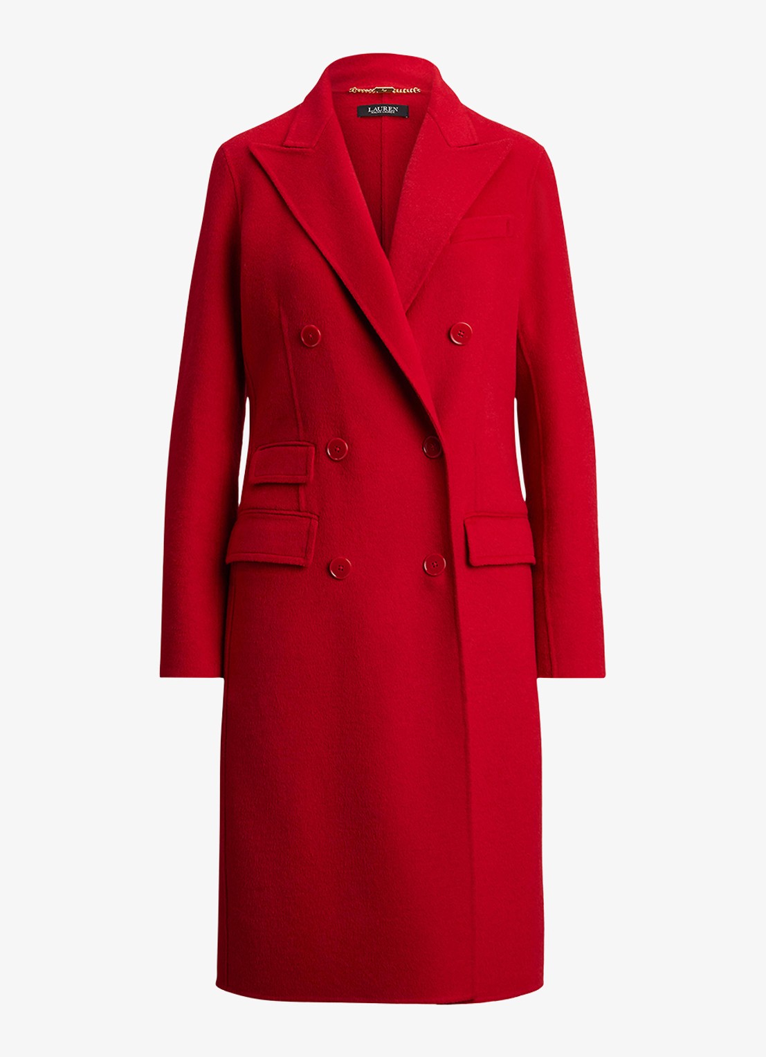 Ralph Lauren Double-breasted mantel in wolblend met klepzakken - voorkant 2 ralph red / rood