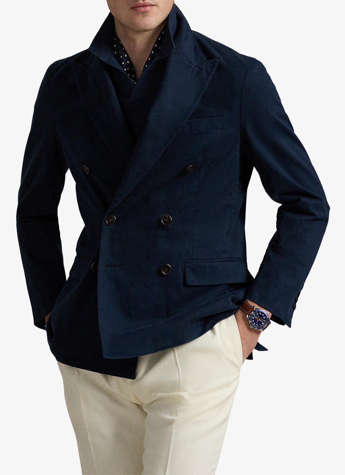 Ralph Lauren Double-breasted slim fit colbert met klepzakken - detail 4 bright navy / donkerblauw