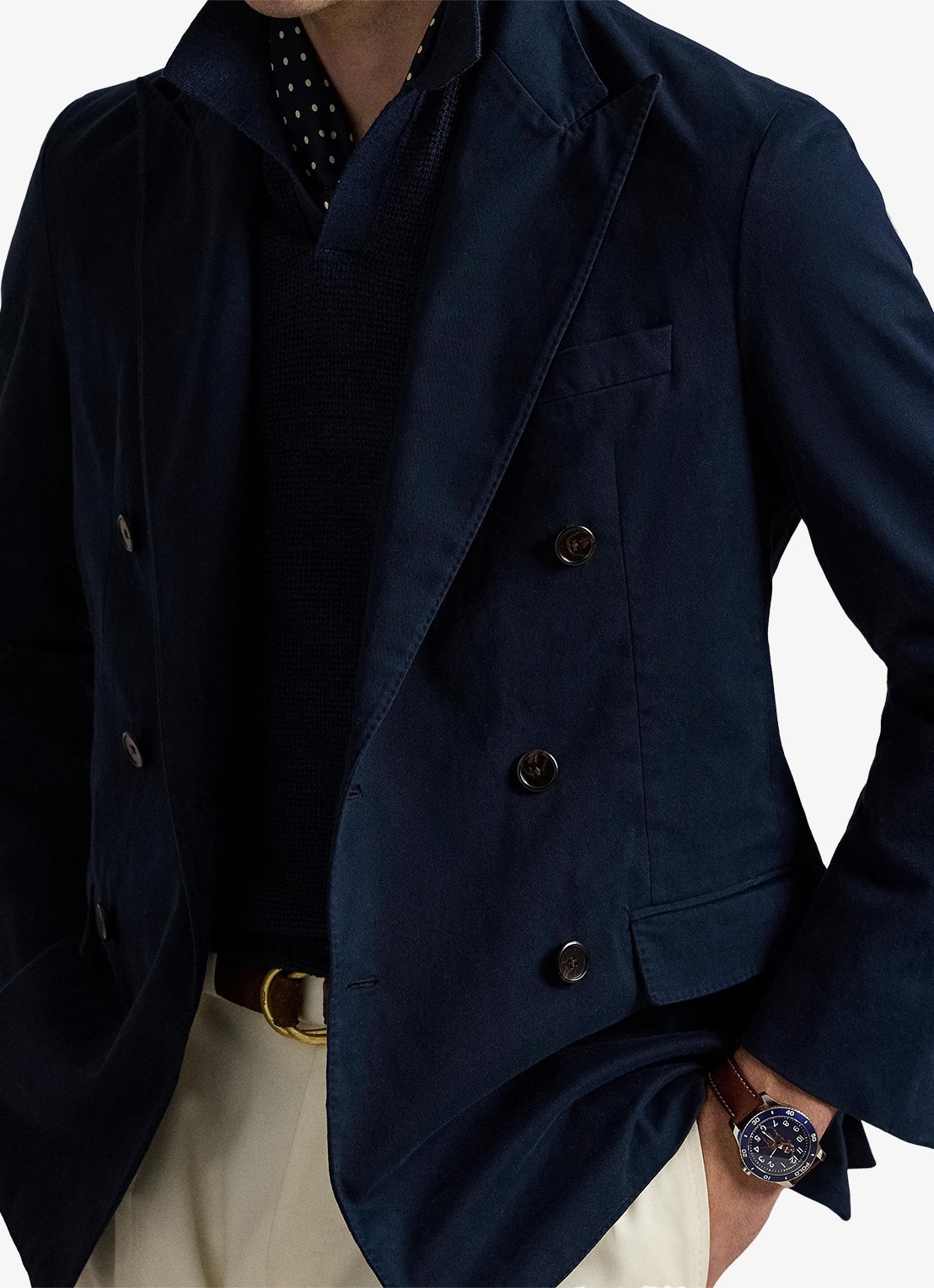 Ralph Lauren Double-breasted slim fit colbert met klepzakken - detail 5 bright navy / donkerblauw