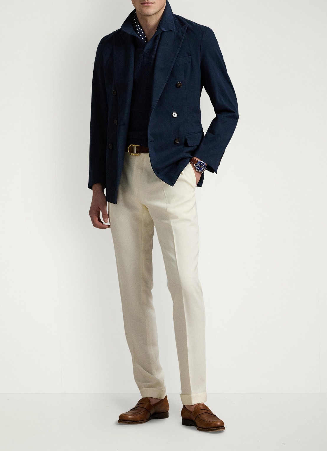 Ralph Lauren Double-breasted slim fit colbert met klepzakken - voorkant 3 bright navy / donkerblauw