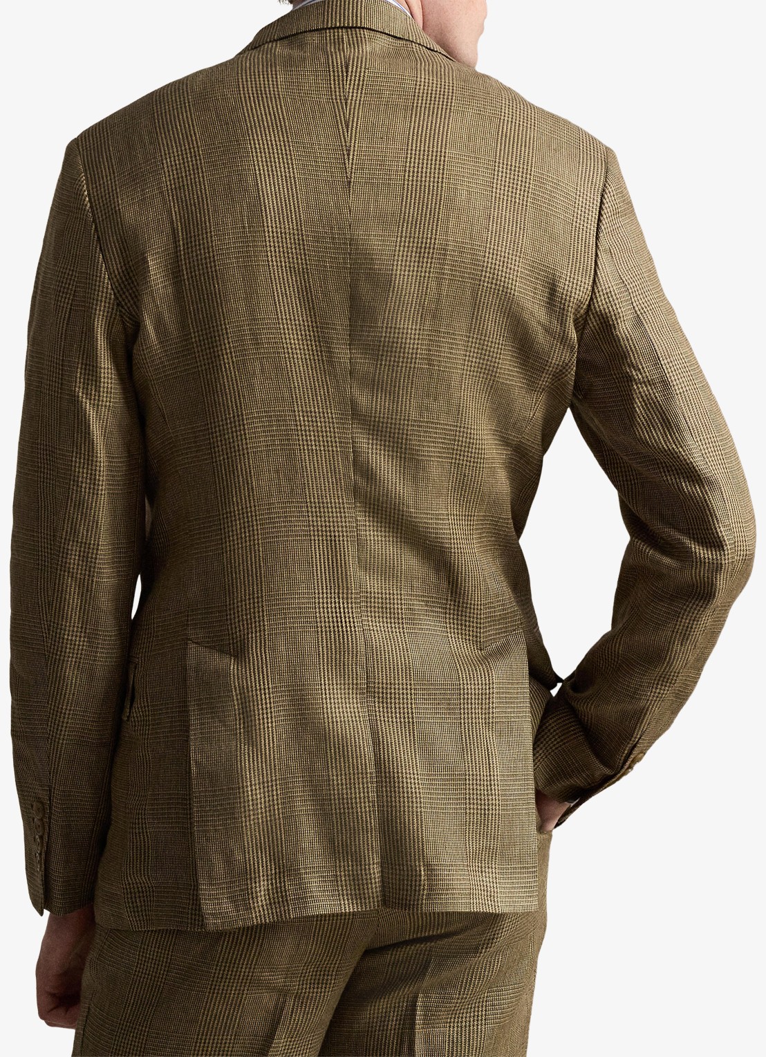 Ralph Lauren Double-breasted slim fit colbert met ruitdessin - achterkant 2 sage multi / groen
