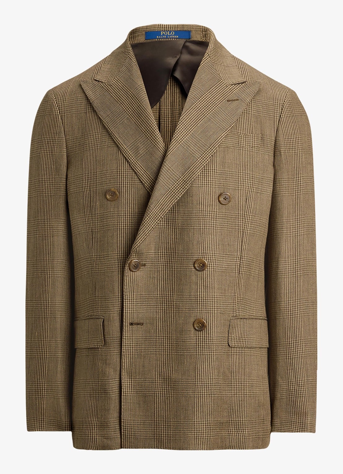 Ralph Lauren Double-breasted slim fit colbert met ruitdessin - voorkant 3 sage multi / groen