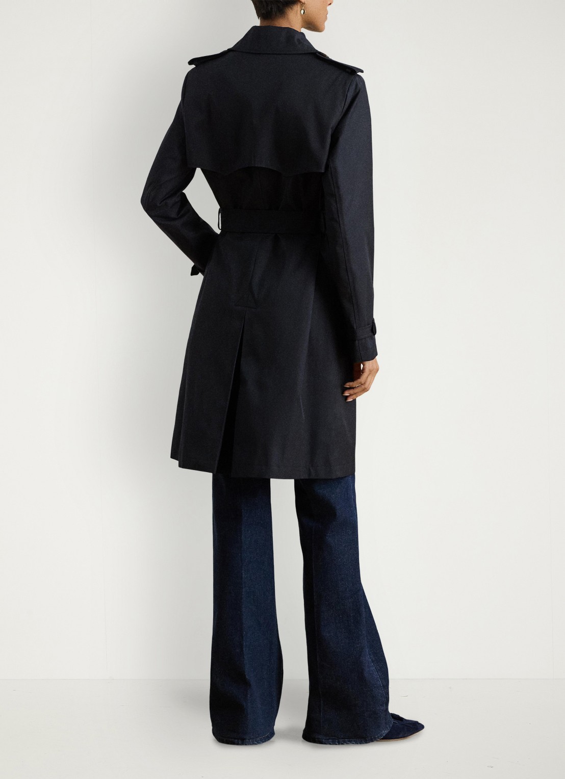 Ralph Lauren Double-breasted trenchcoat met ceintuur - achterkant 5 donkerblauw