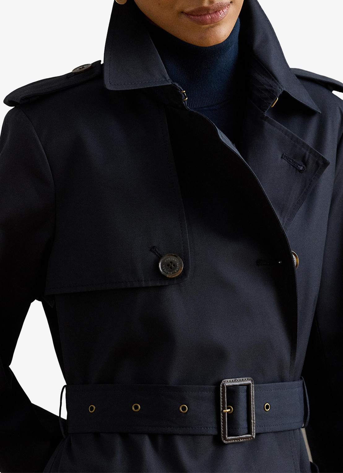 Ralph Lauren Double-breasted trenchcoat met ceintuur - detail 4 donkerblauw