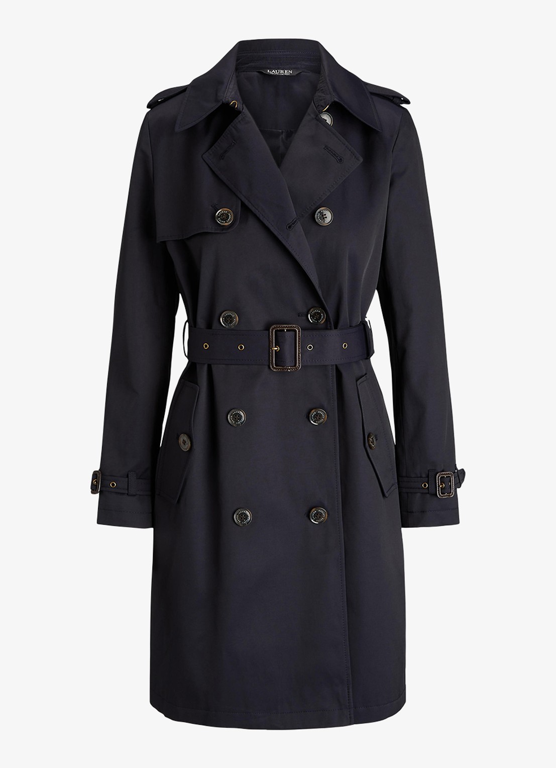Ralph Lauren Double-breasted trenchcoat met ceintuur - voorkant donkerblauw