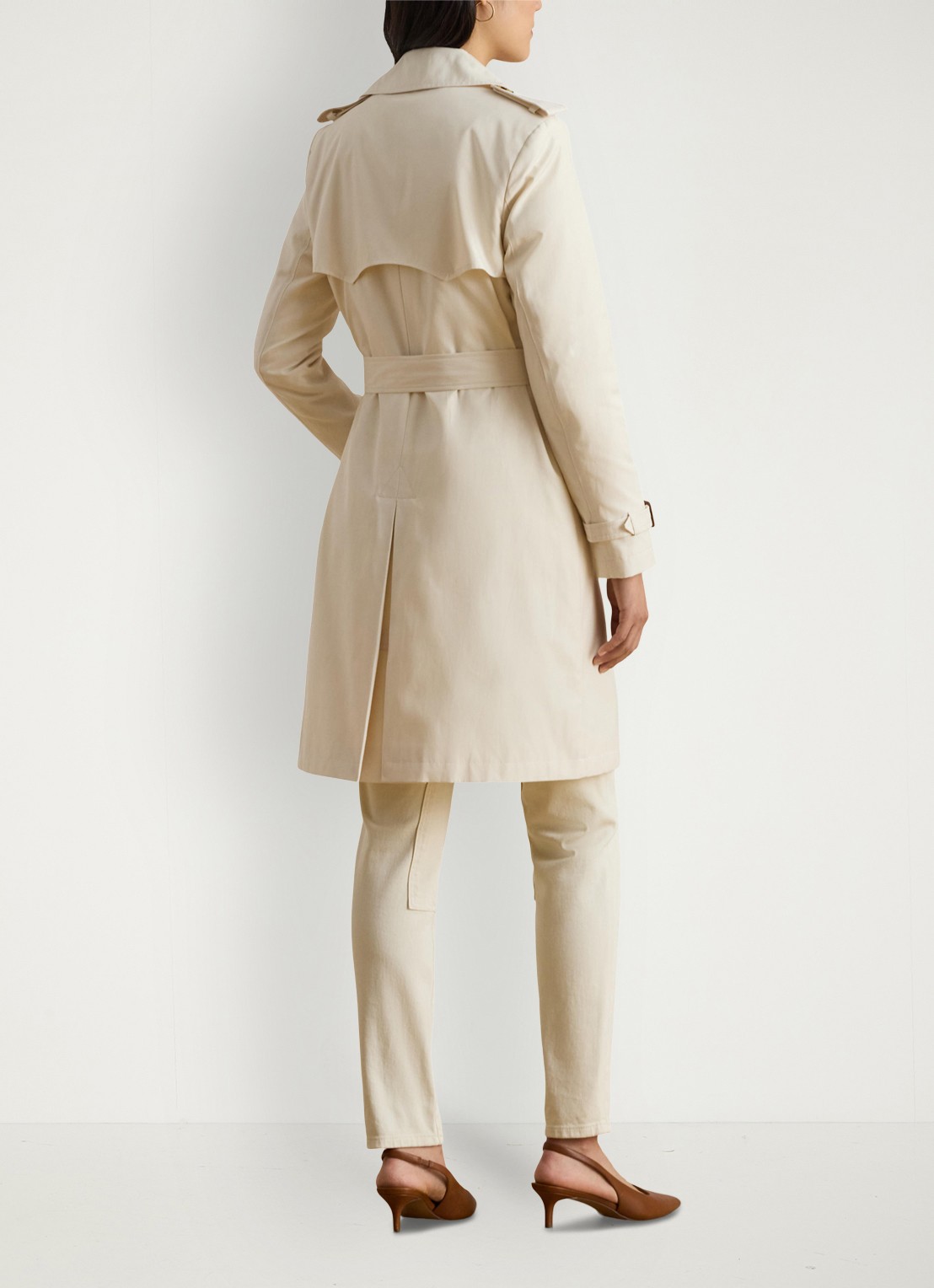 Ralph Lauren Double-breasted trenchcoat met ceintuur - achterkant mascarpone cream-2why / beige