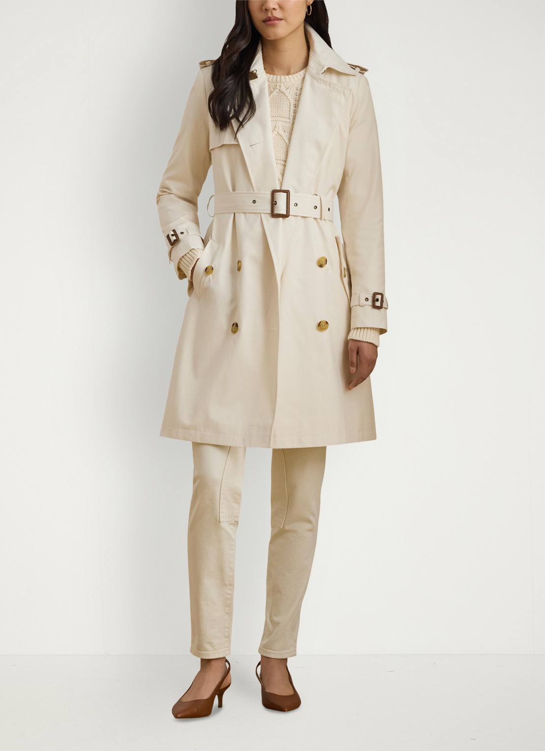 Ralph Lauren Double-breasted trenchcoat met ceintuur - detail 4 mascarpone cream-2why / beige