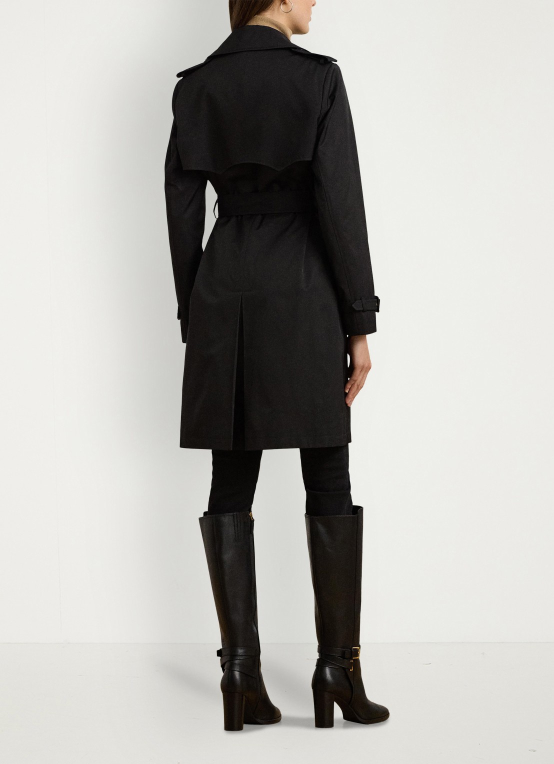 Ralph Lauren Double-breasted trenchcoat met ceintuur - achterkant black-2wah / zwart