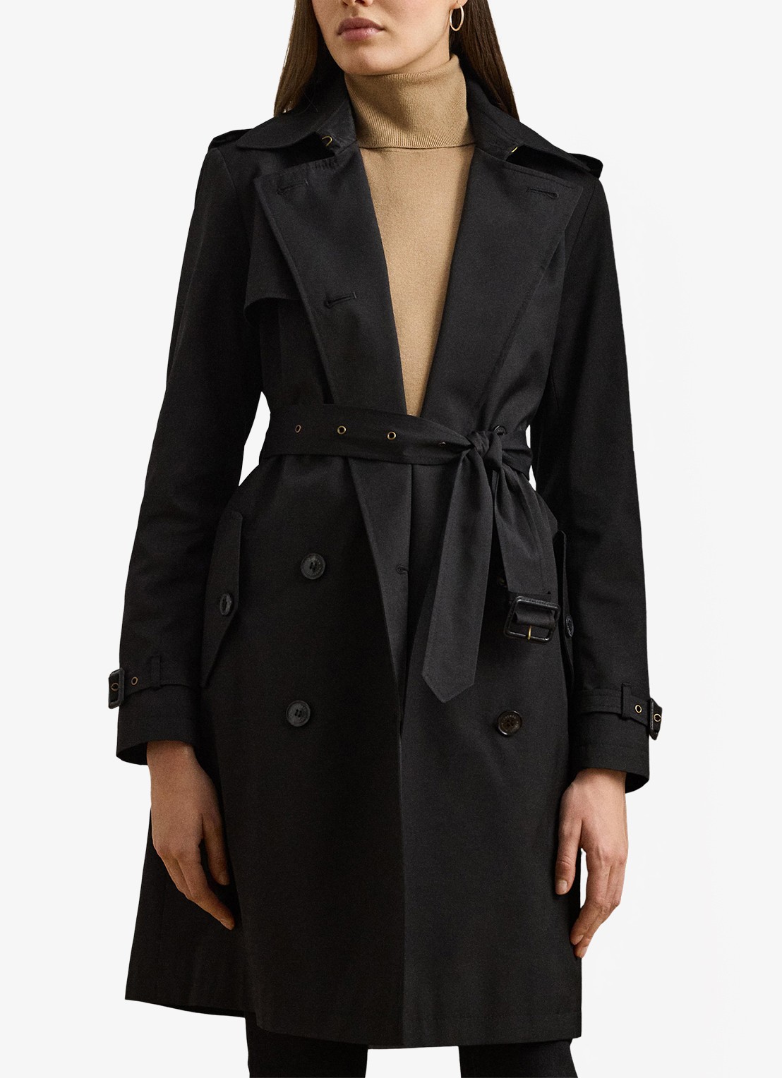 Ralph Lauren Double-breasted trenchcoat met ceintuur - detail 4 black-2wah / zwart