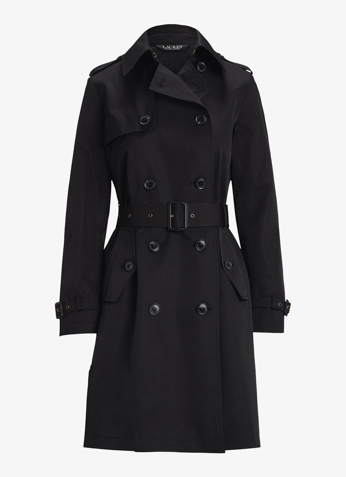 Ralph Lauren Double-breasted trenchcoat met ceintuur - voorkant 2 black-2wah / zwart