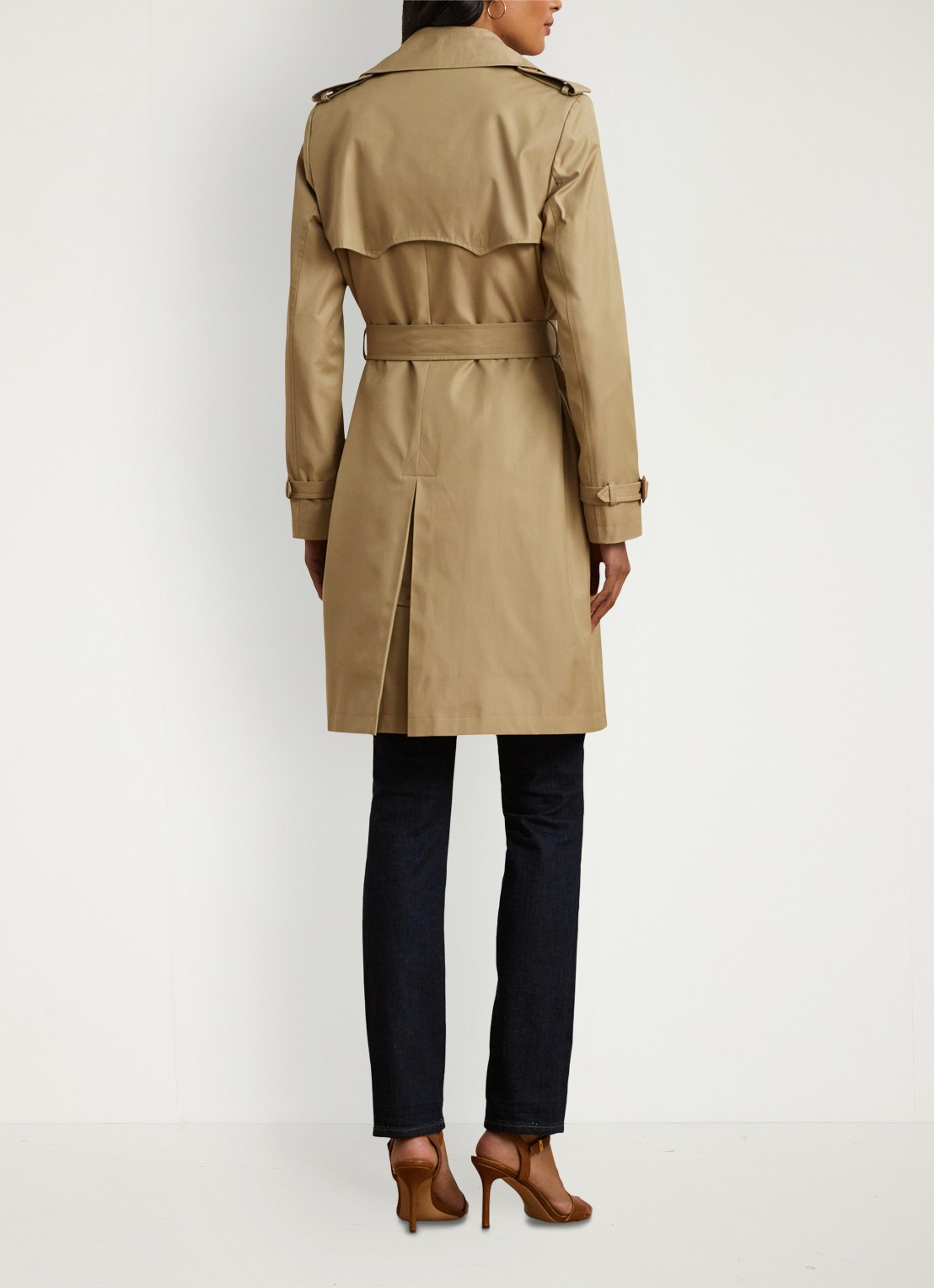Ralph Lauren Double-breasted trenchcoat met ceintuur - achterkant birch tan-30ph / beige