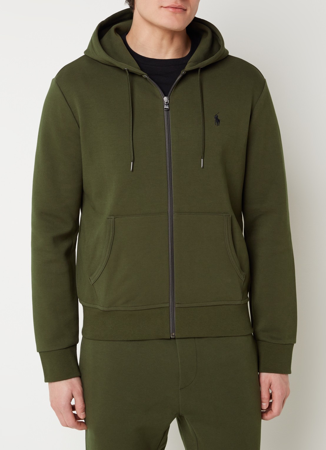Ralph Lauren Double-knit hoodie met volledige rits - detail 4 company olive / legergroen