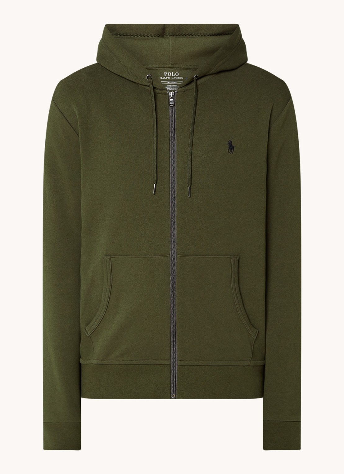 Ralph Lauren Double-knit hoodie met volledige rits - voorkant company olive / legergroen