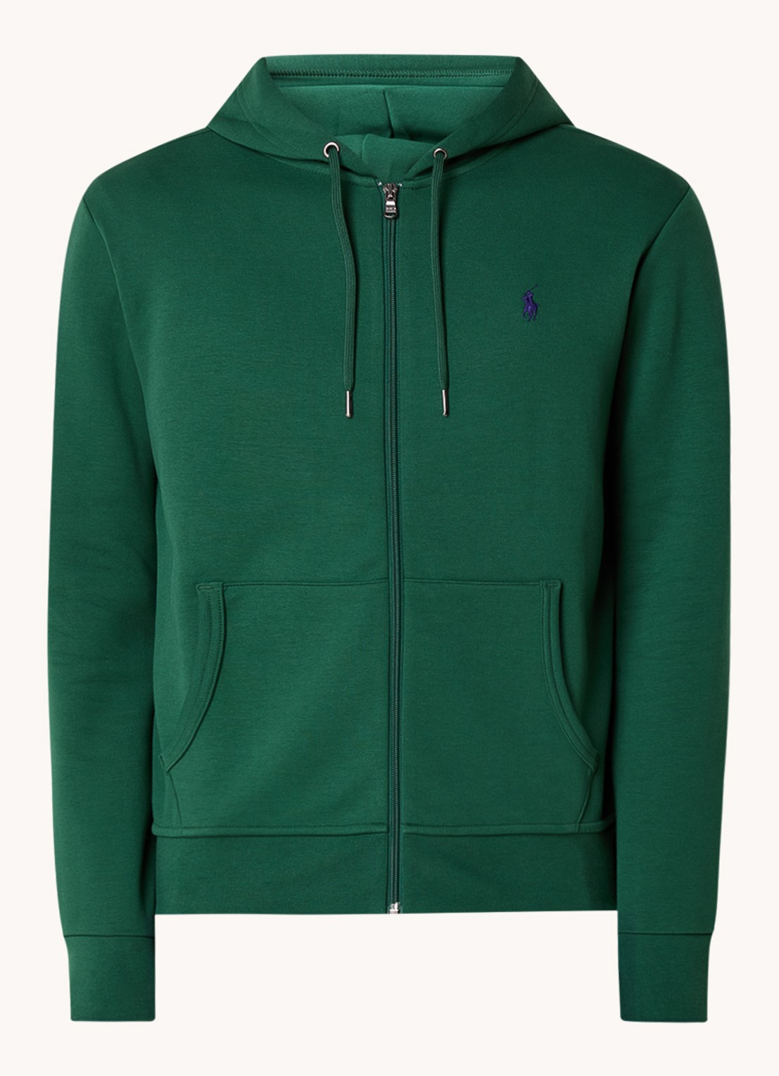 Ralph Lauren Double-knit hoodie met volledige rits - voorkant vintage pine / donkergroen
