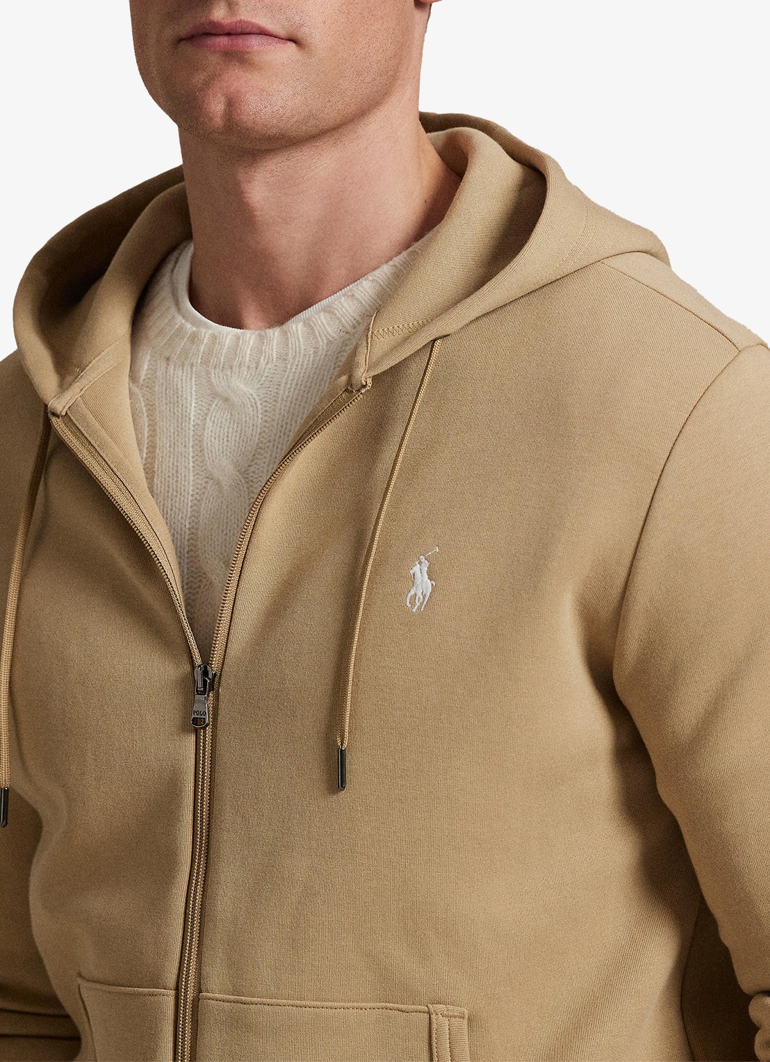 Ralph Lauren Double-knit hoodie met volledige rits - detail 7 vintage khaki / khaki