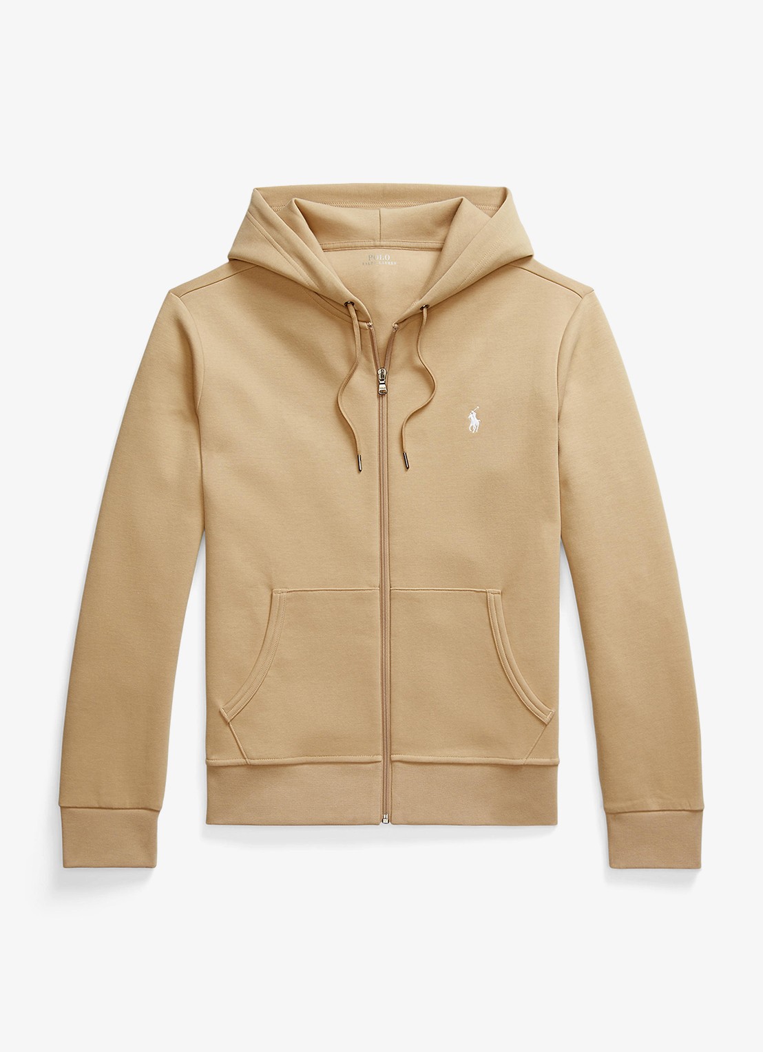 Ralph Lauren Double-knit hoodie met volledige rits - voorkant 3 vintage khaki / khaki
