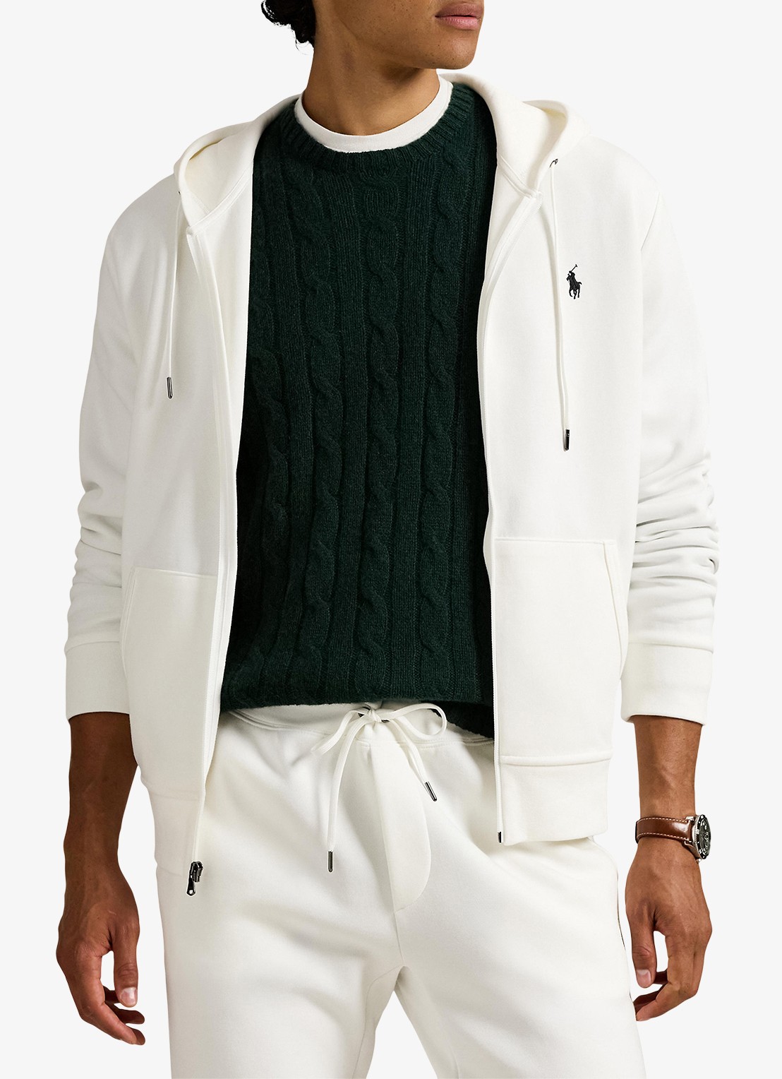 Ralph Lauren Double-knit hoodie met volledige rits - detail 7 white / wit