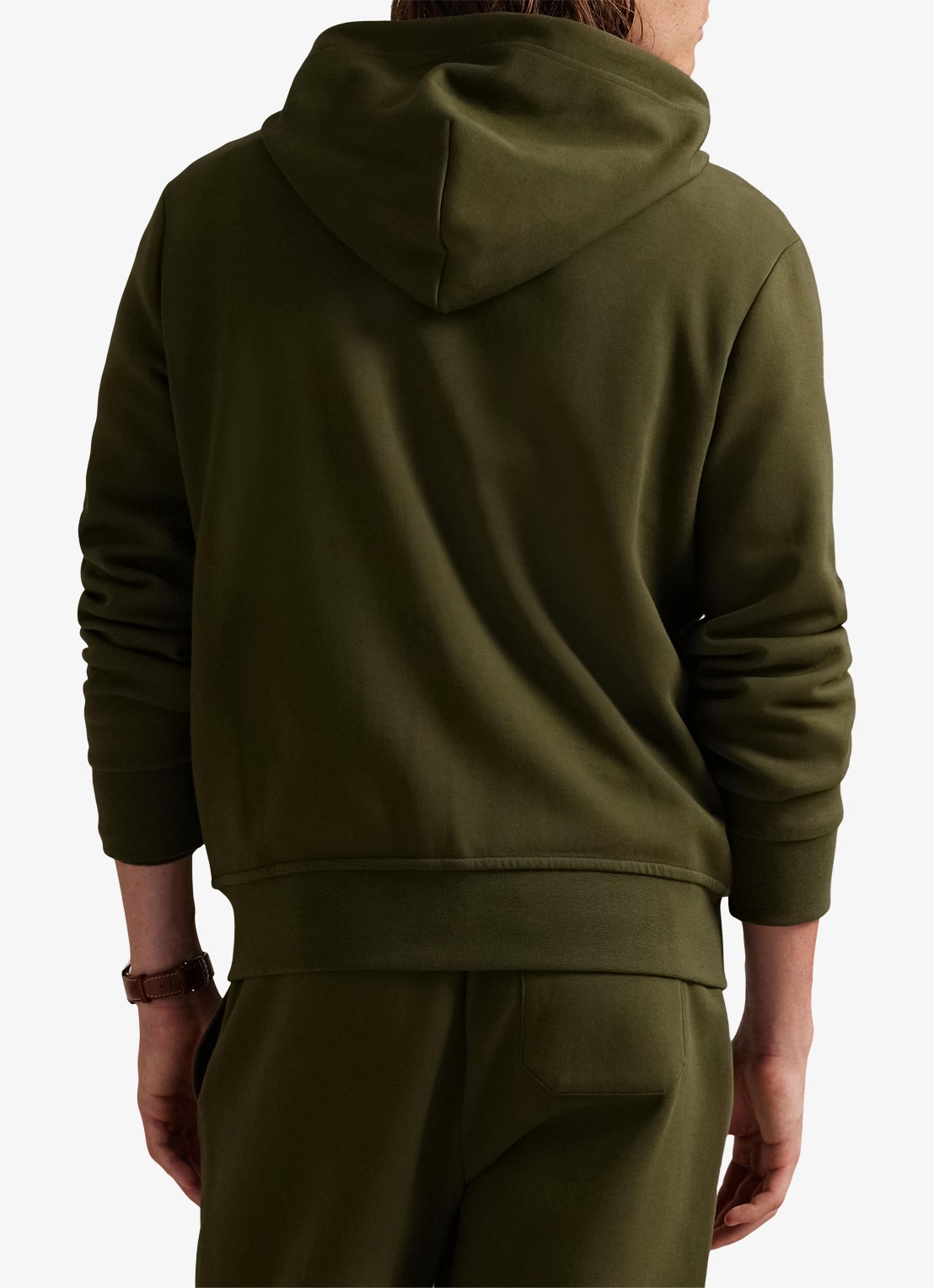 Ralph Lauren Double-knit hoodie met volledige rits - achterkant 3 company olive / olijfgroen