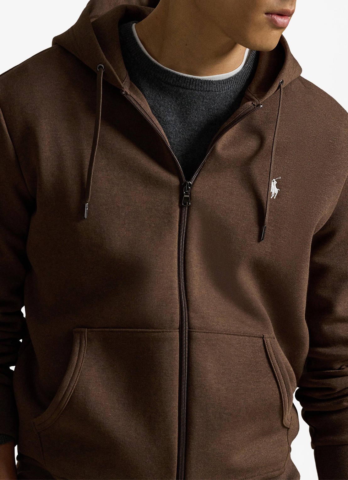 Ralph Lauren Double-knit hoodie met volledige rits - detail 4 nutmeg brown heather