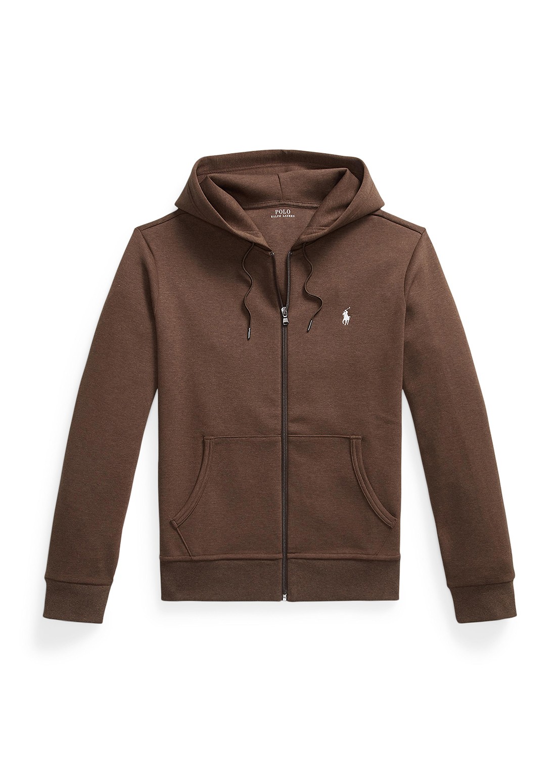 Ralph Lauren Double-knit hoodie met volledige rits - voorkant nutmeg brown heather