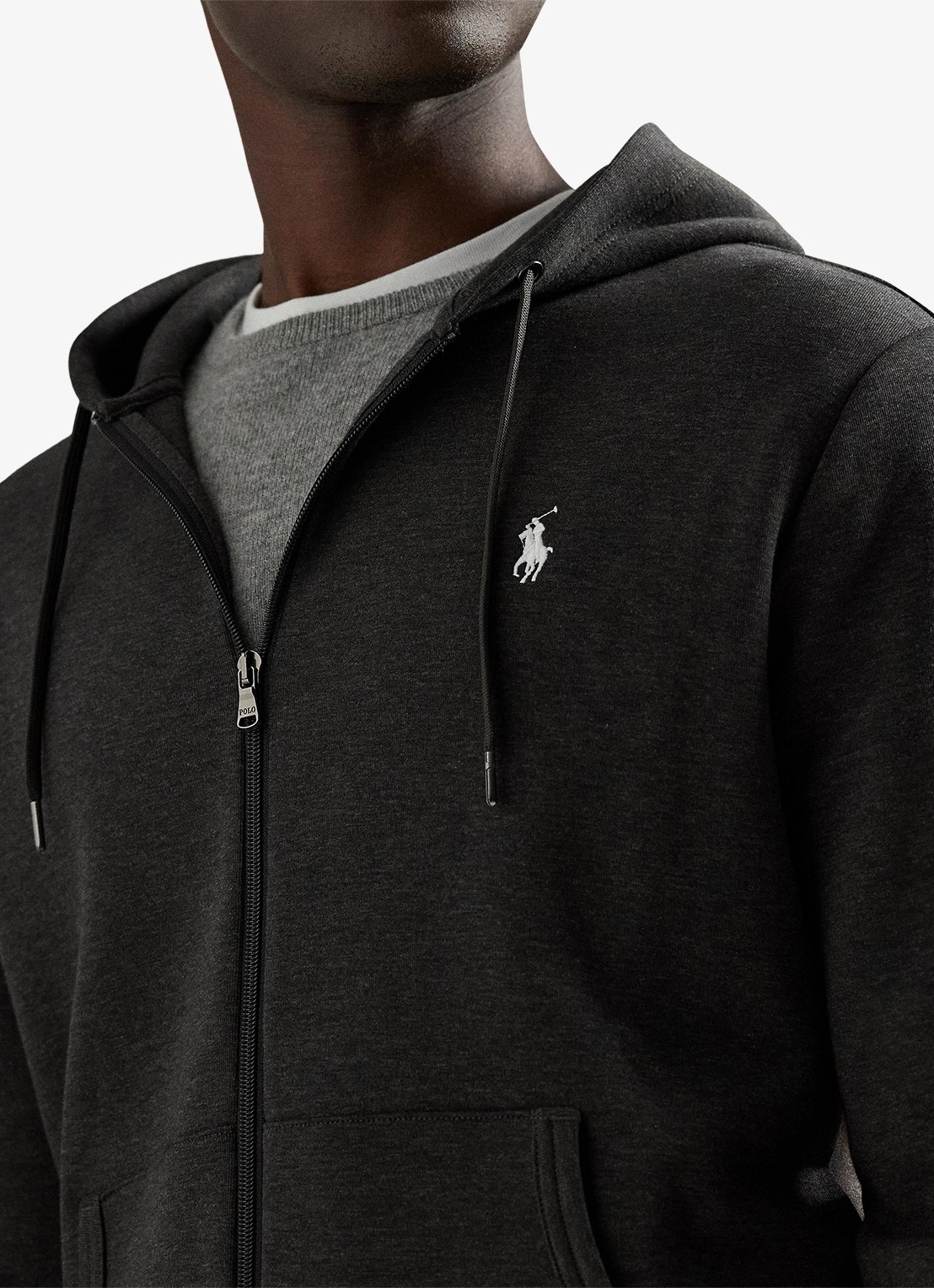 Ralph Lauren Double-knit hoodie met volledige rits - detail 2 dark charcoal heather
