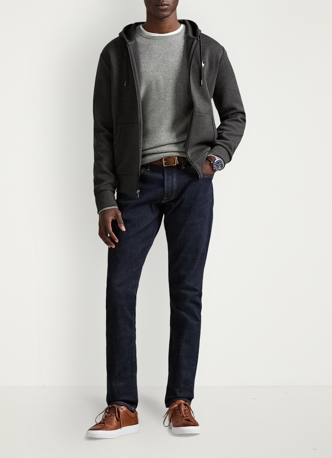 Ralph Lauren Double-knit hoodie met volledige rits - voorkant 5 dark charcoal heather