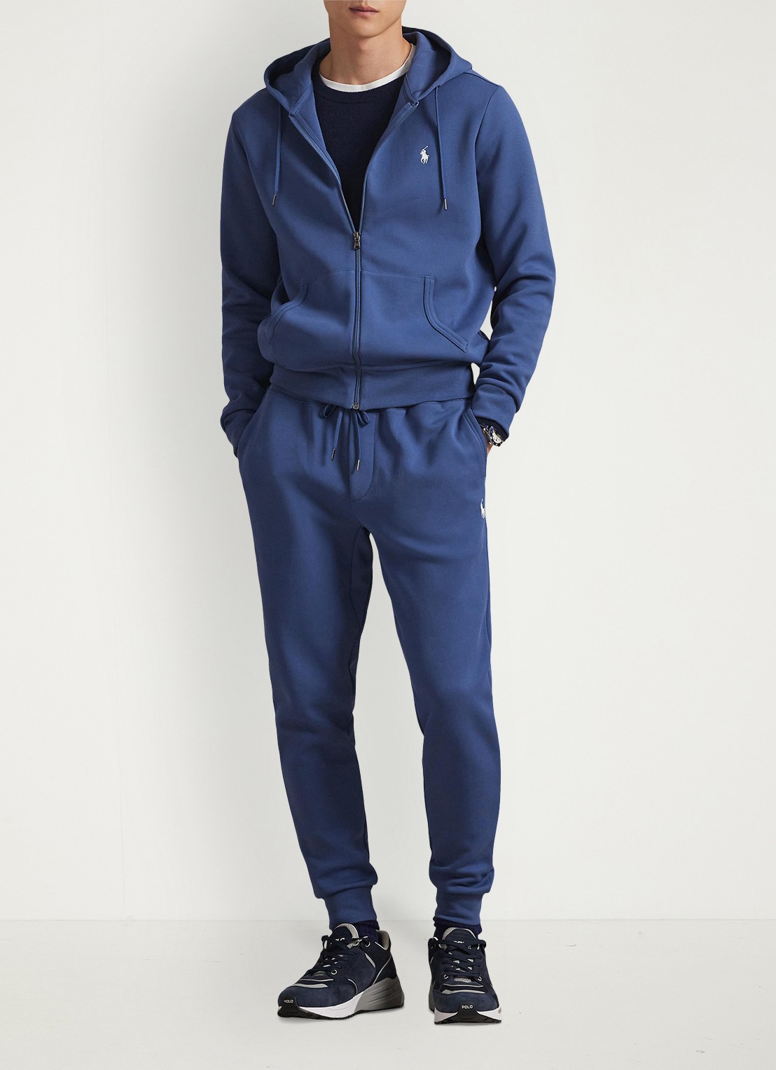 Ralph Lauren Double-knit hoodie met volledige rits - voorkant 3 night navy