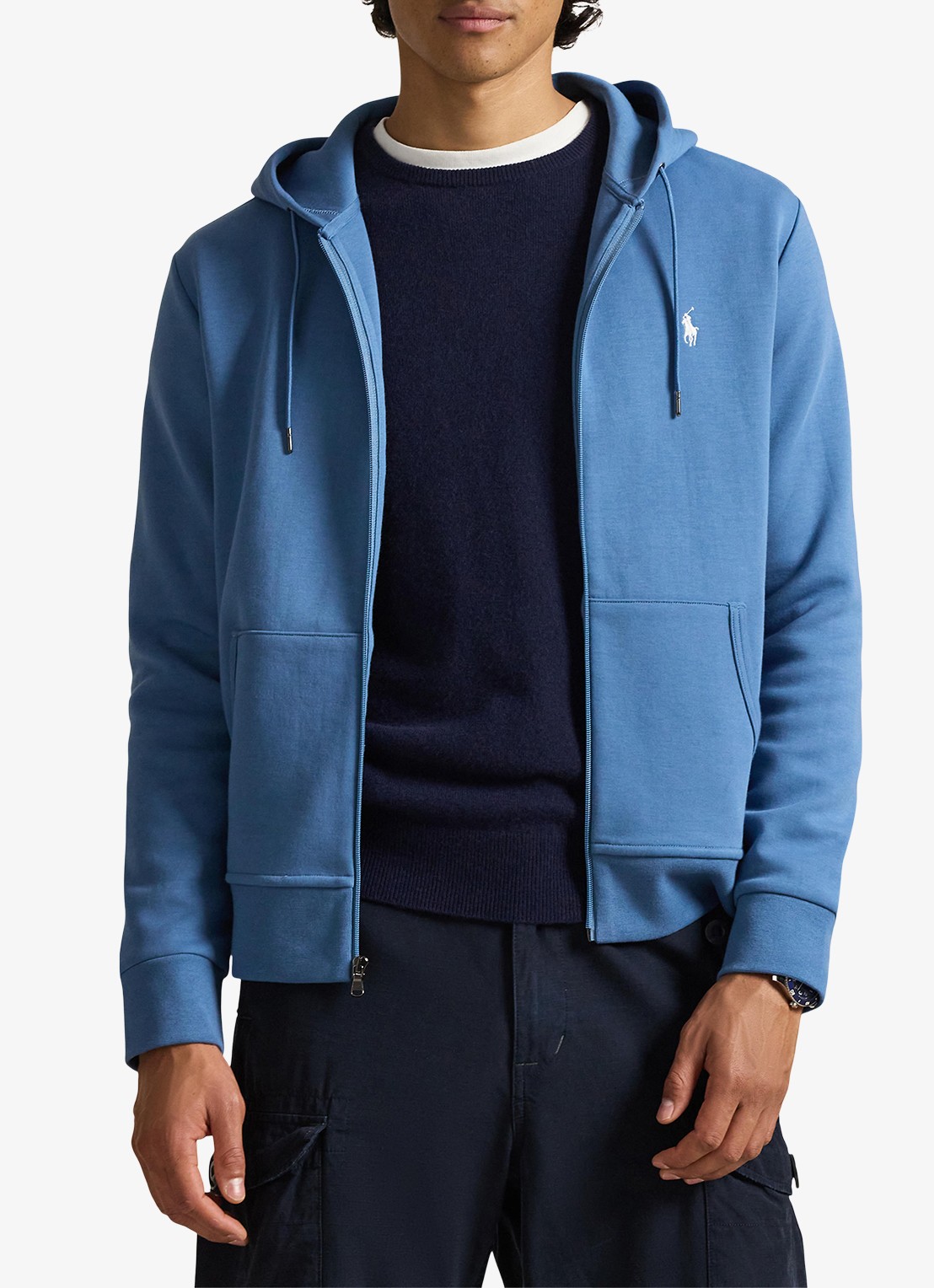 Ralph Lauren Double-knit hoodie met volledige rits - detail 4 delta blue