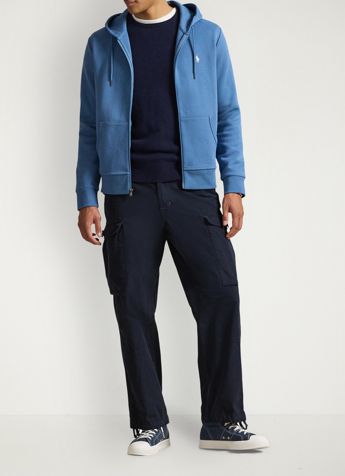 Ralph Lauren Double-knit hoodie met volledige rits - voorkant 3 delta blue