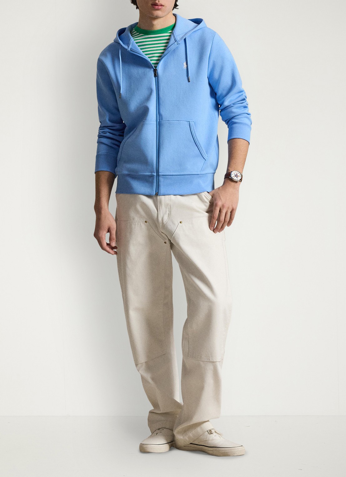 Ralph Lauren Double-knit hoodie met volledige rits - voorkant 5 chatham blue